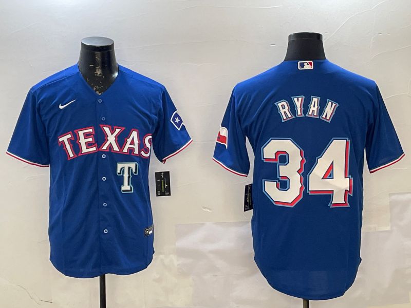Men Texas Rangers 34 Ryan Blue Game 2025 Nike MLB Jersey style 4